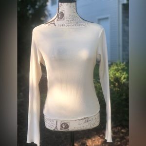 Very soft low scoop back  ecru long sleeve top
